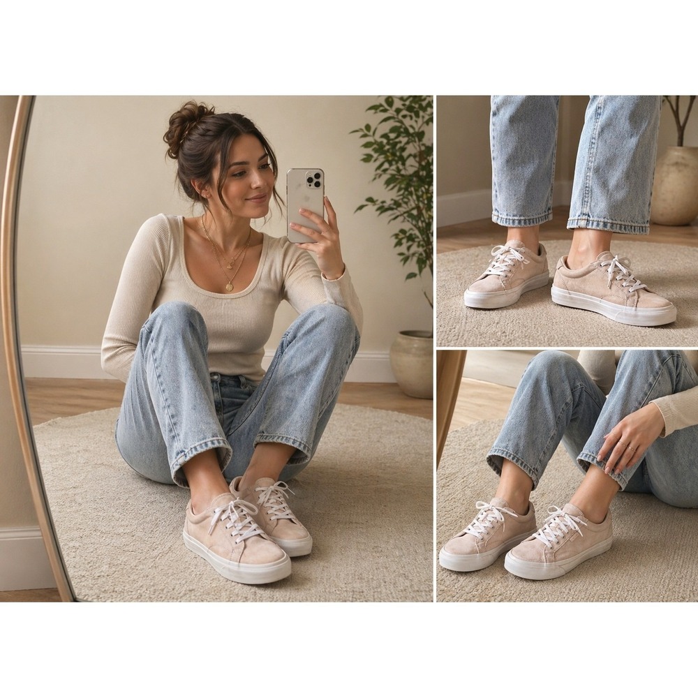Vans Suede Low Top Sneakers Womens 5.5 Beige pink Skater streetwear gorpcore Y2K
